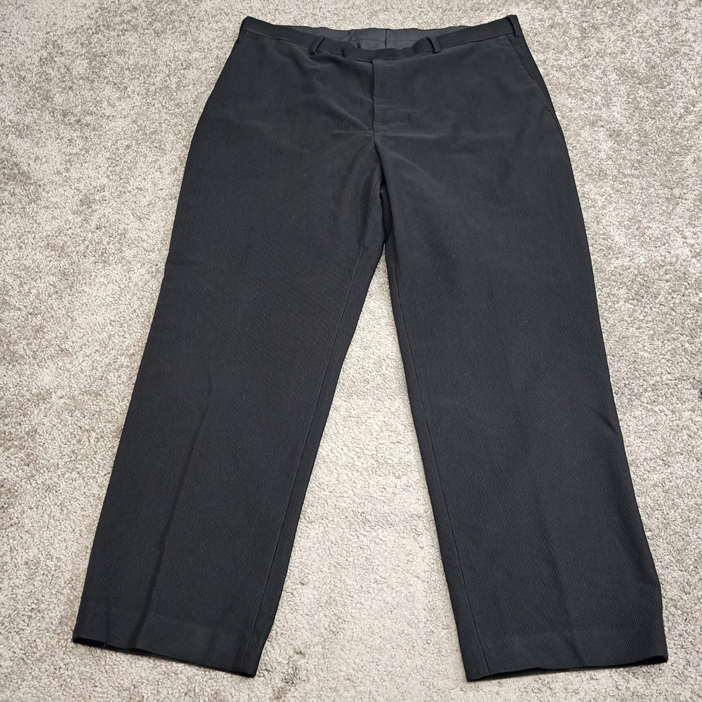 Axist Mens Black Micro Ribbed Flat Front Dress Pants 40x30 RN37763